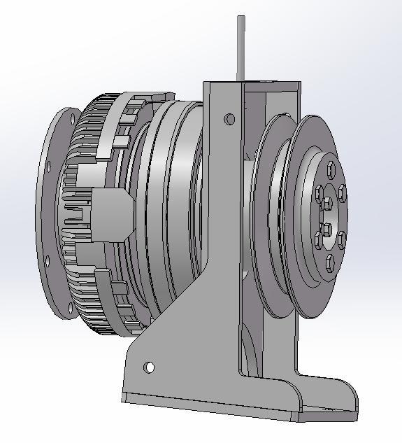 Fan clutch assembly, 165, center, 194, dual flexibility