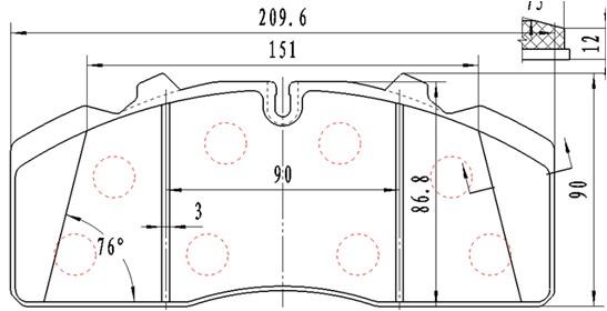 Disc brake pads (unit set, 1 set of 4 pieces), YF19.5, Jinguan-4