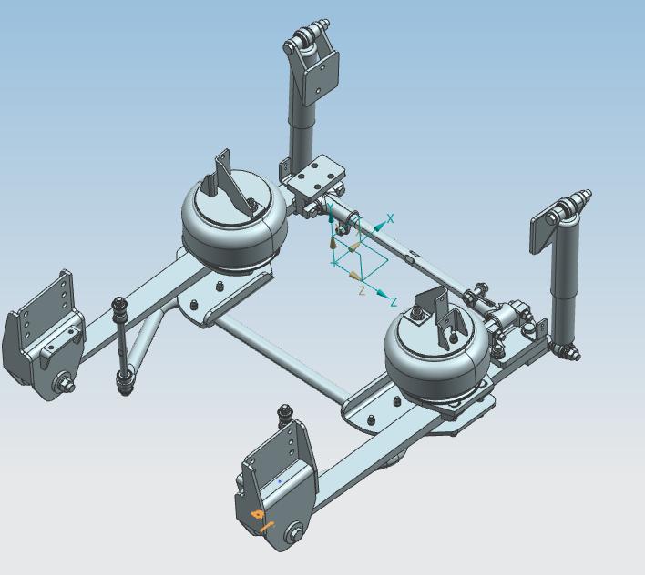 Front air suspension system, guide arm type, YDA10553530, airbag fixed to the lower wing of the frame
