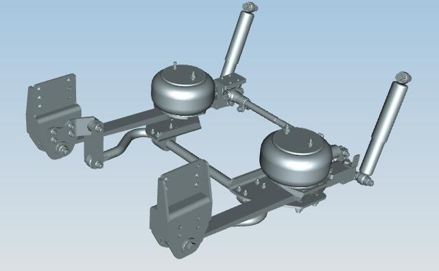 Front air suspension system, guide arm type, YDA 10653540 , the airbag is fixed on the lower wing surface of the frame