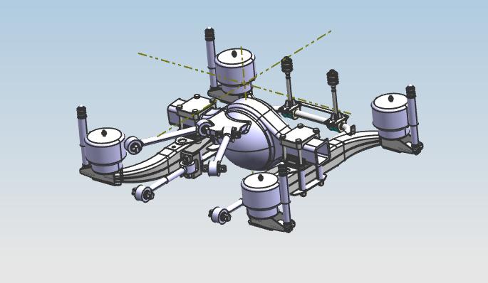 Rear air suspension system, six airbag four-link C-beam, R130G 633, suburban vehicles with 4° rear axle-1