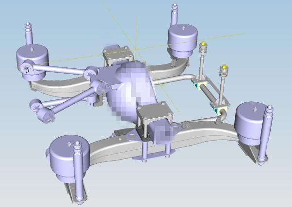 Rear air suspension system, six airbag four-link C-beam, R130G 633, suburban vehicles with 4° rear axle