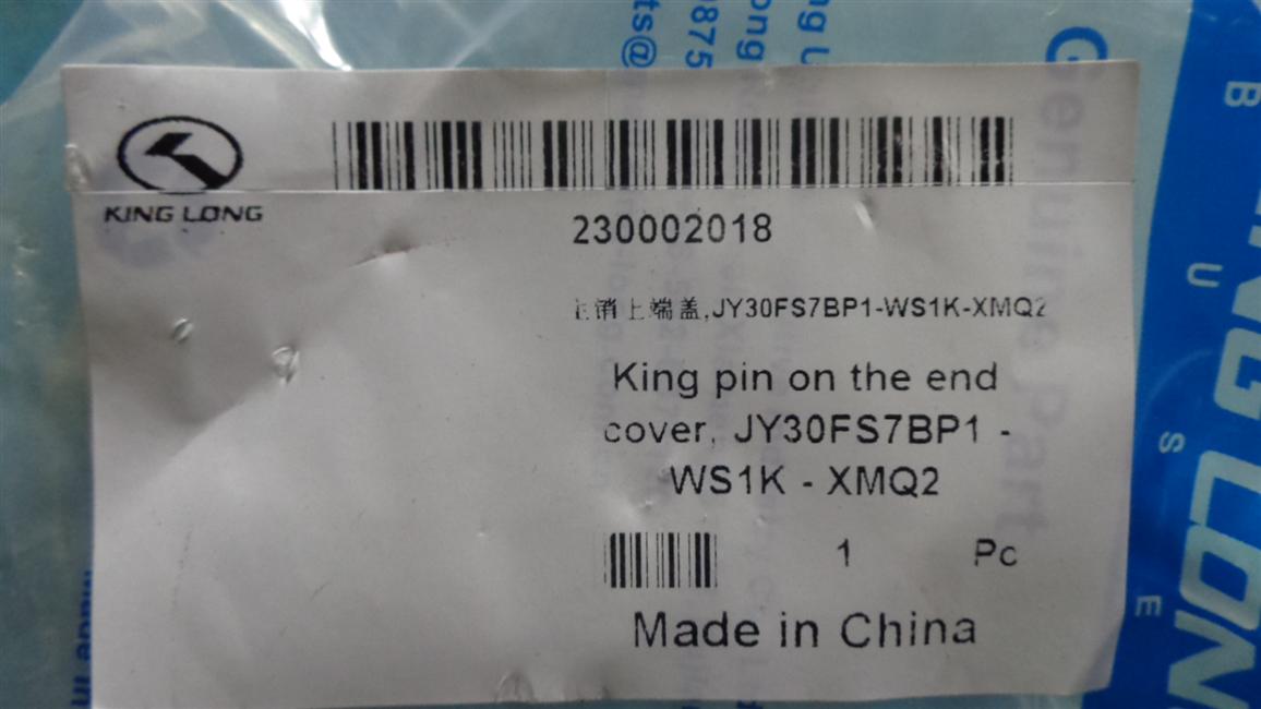 Master pin upper end cap, JY30FS7BP1-WS1K-XMQ2-2