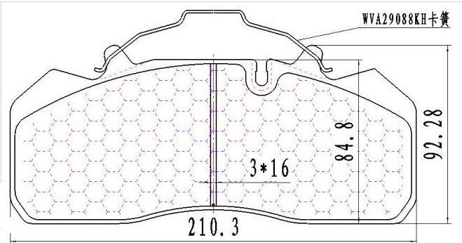 Front disc brake pads (unit set, 1 set of 4 pieces), Wan'an 19.5, Jinguan