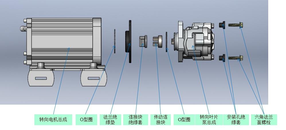 Electric steering pump, KL-EHPS-1618, 237V, IP67, Quanxing Seiko