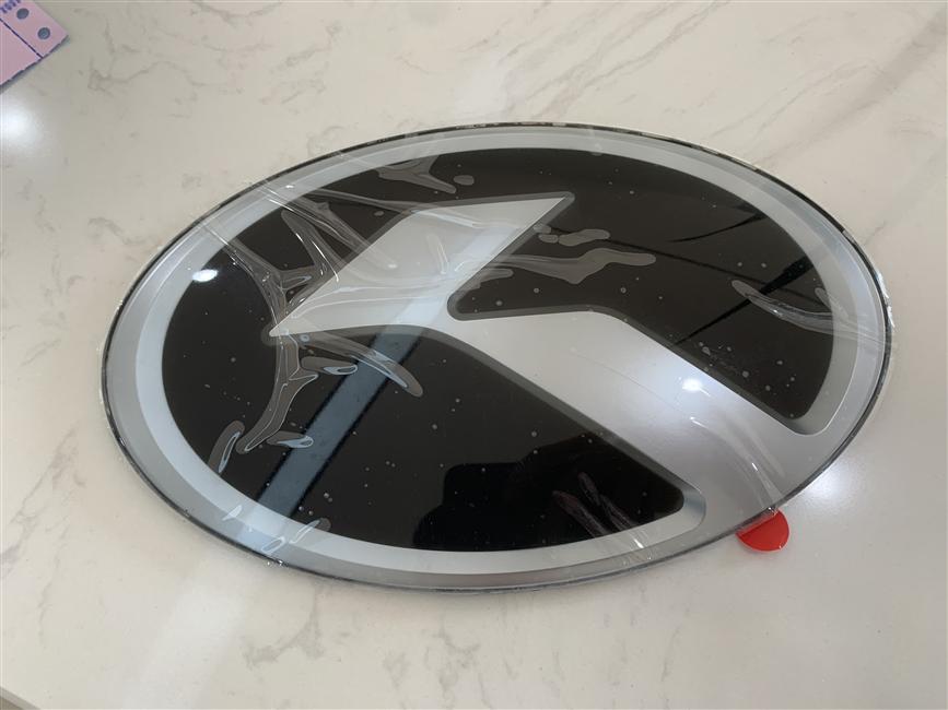 Signage, ABS, bolt fixation, curved surface, 240*150, front-circle trademark