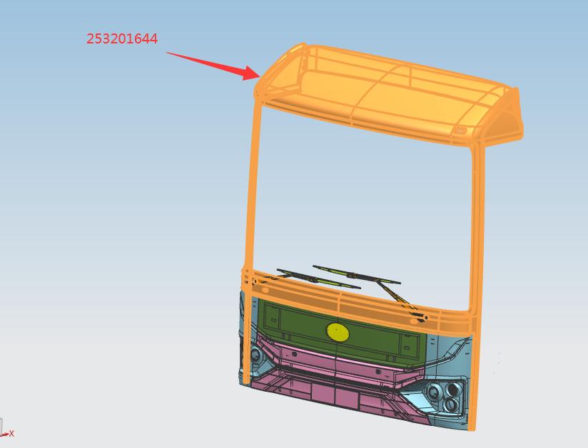 Front enclosure surface, 6850AGBEVL, fiberglass, fifth generation medium-size bus, single switch hole