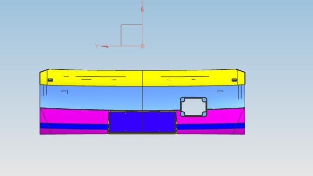 Front bumper, 6112AY (Jet Crown 5 lights), segmented, Jet Crown 5 headlights, Rongzhong radar