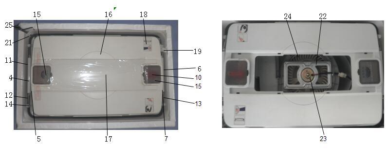 Top window, WG990-3, with fan replacement, 121842, forward rotation/high and low speed, car opening device, Chinese and English-3