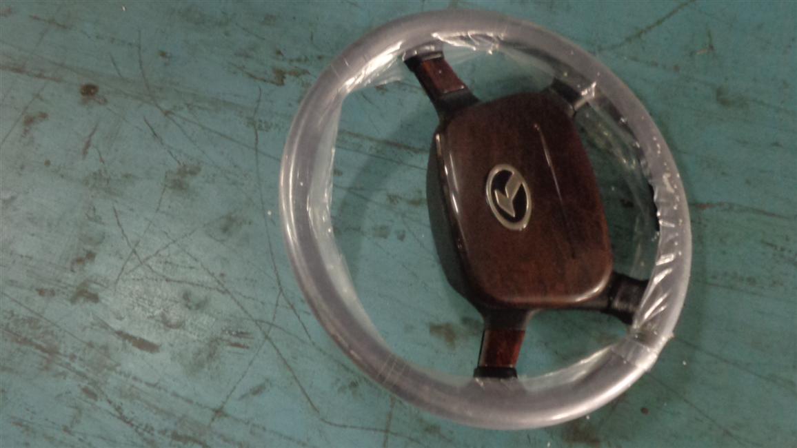 Steering wheel, 480, genuine leather with rim (decorated with mahogany)