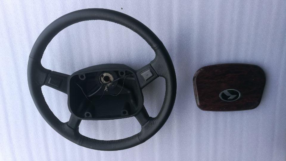 Steering wheel, 480, genuine leather with rim (decorated with mahogany)-1