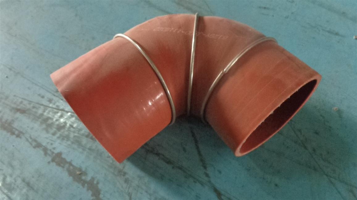 Hose-intercooling, silicone, D76, flat bent pipe-90°, 100*147