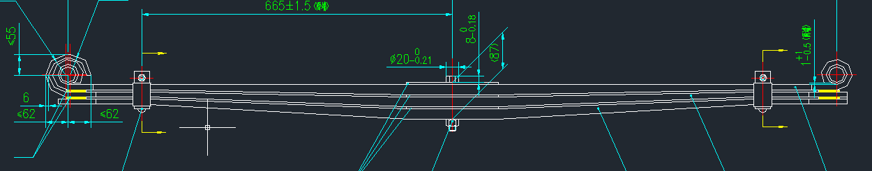 Rear steel leaf spring assembly (left) reinforced