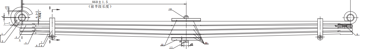 Rear steel spring assembly