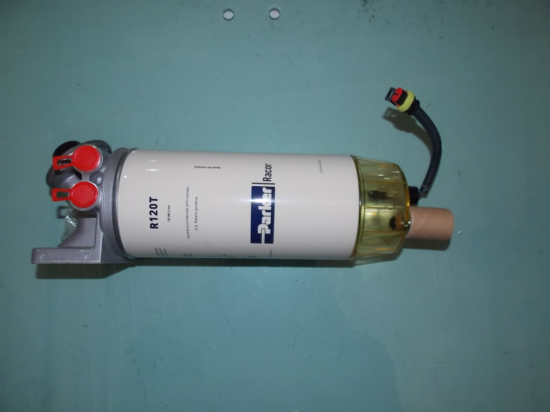 Fuel filter, 454L/h, 10μm, manual pump oil