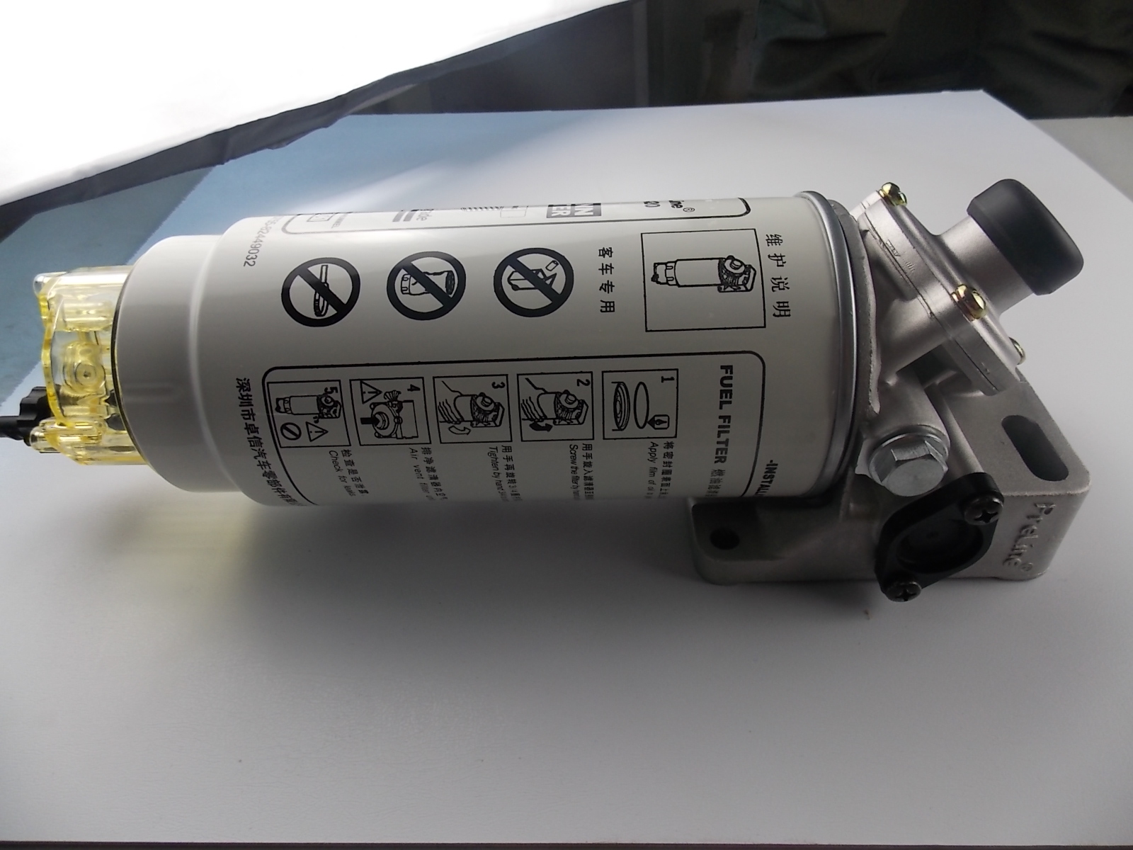 Fuel filter, 600L/h, 30μm, manual pump oil