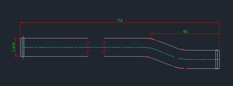 Oil tank connection steel pipe (Φ50, L=750, one end drop 33)