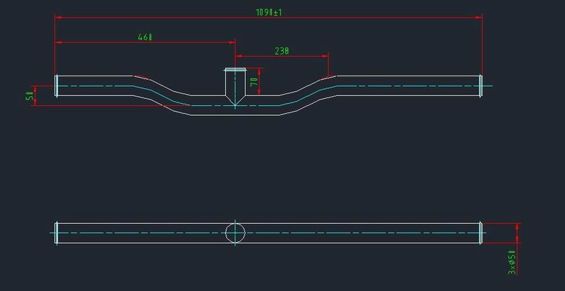 Multi-fuel tank connection steel pipe, 50, 1090, drop of 50