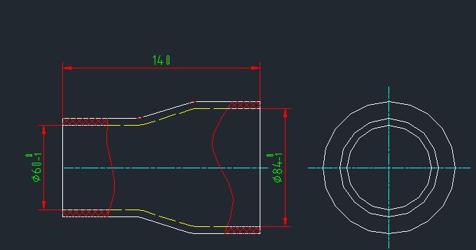 Straight hose, Φ60-Φ84, L=137, silicon/strip wire