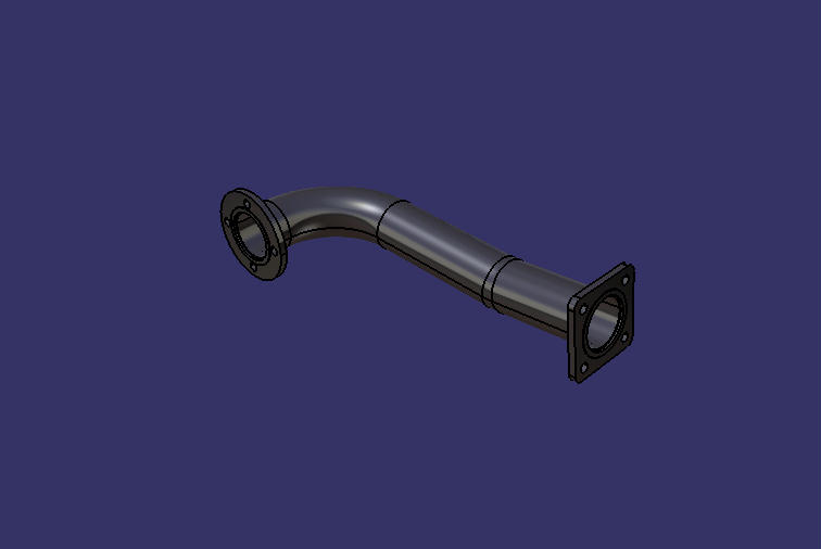 Exhaust bending pipe, Φ60,395, 2 flanges