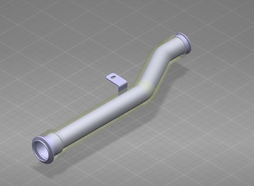 Exhaust bending pipe, pipe diameter 63, length 800, V-type flange
