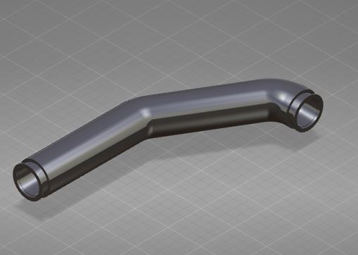 Exhaust bending pipe, pipe diameter 63, length 650, V-type flange