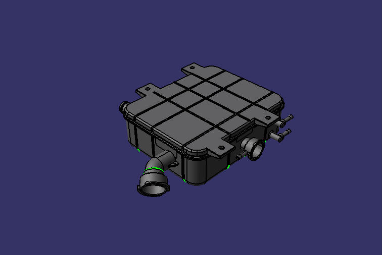 Expansion water tank, rectangular 4L, fill on the left, drain on the left