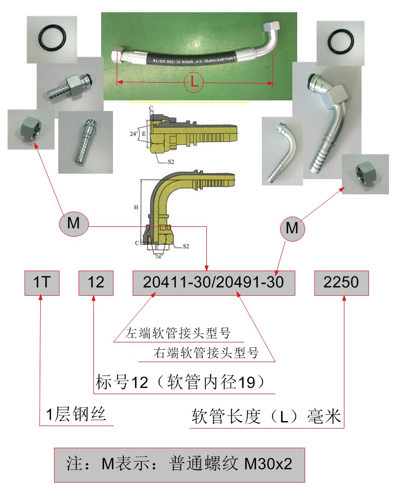 Hose assembly 1-19-H13-2250