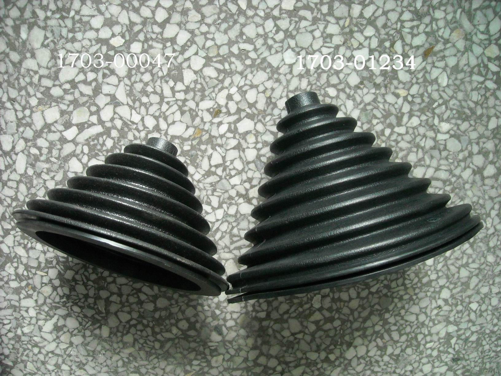 Dust cover for gear, long rod and two soft shafts, rubber parts