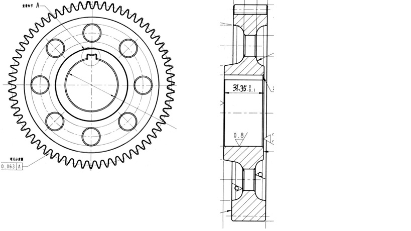 Intermediate shaft five-speed teeth