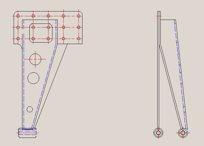 Thrust rod connecting plate (left); without paint (process 20)