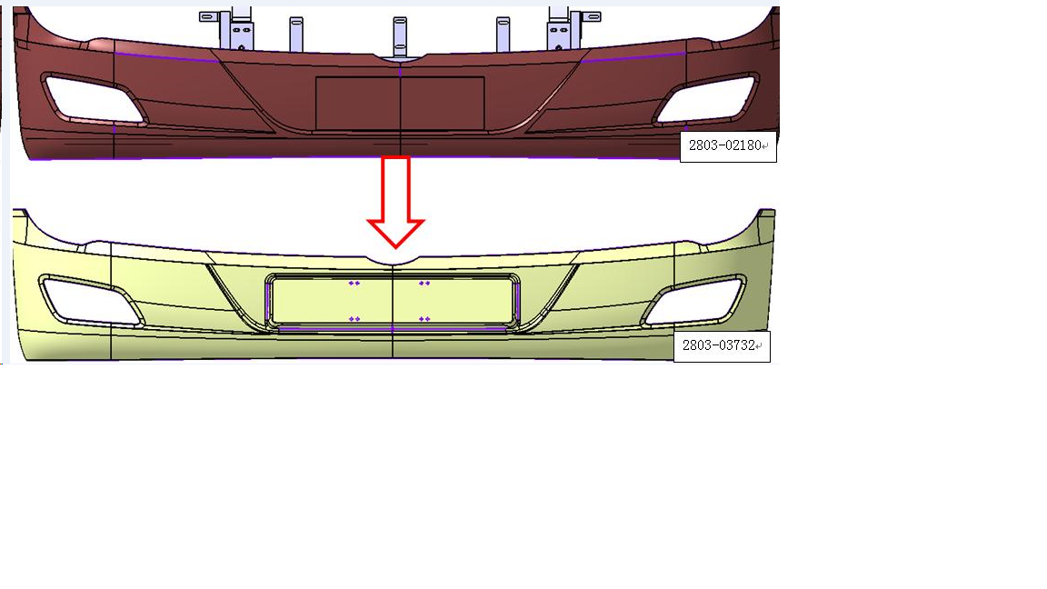 Front bumper assembly, ZK6876H, inner and outer plates non-AEBS