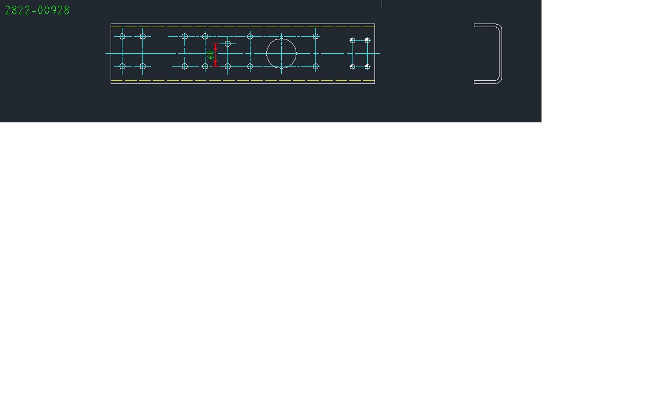 Linear beam assembly, U-shaped, 8, (left)