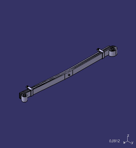 Steel leaf spring, 1400, 75, 3, composite bushing