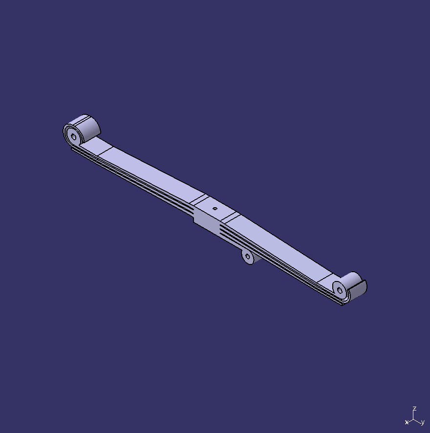 Steel leaf spring, front suspension, 3,75,1200, composite bushing