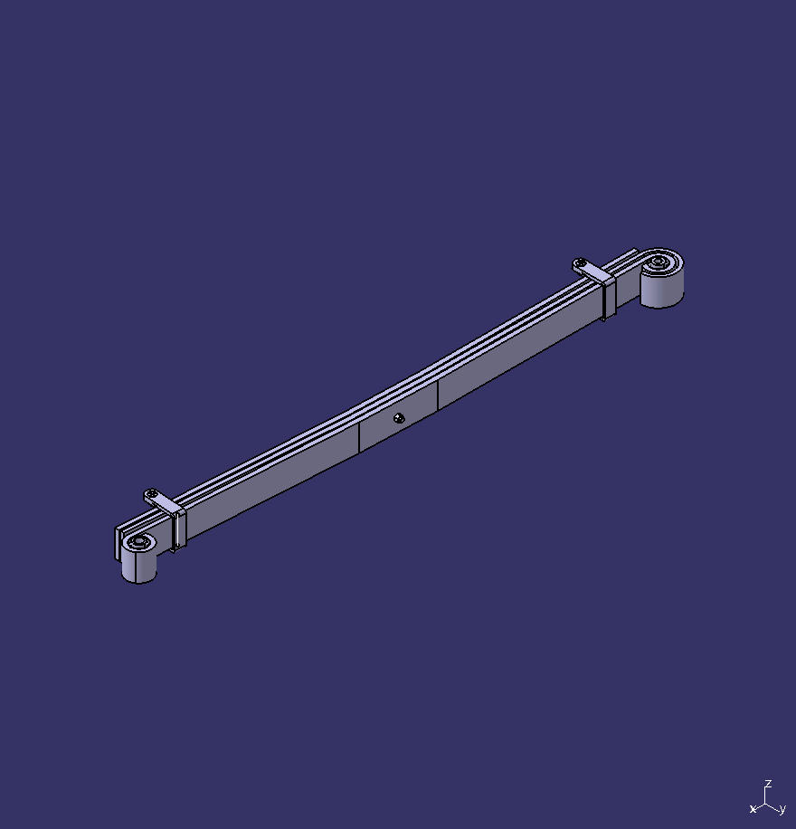 Steel leaf spring, 1400, 75, 3, composite bushing