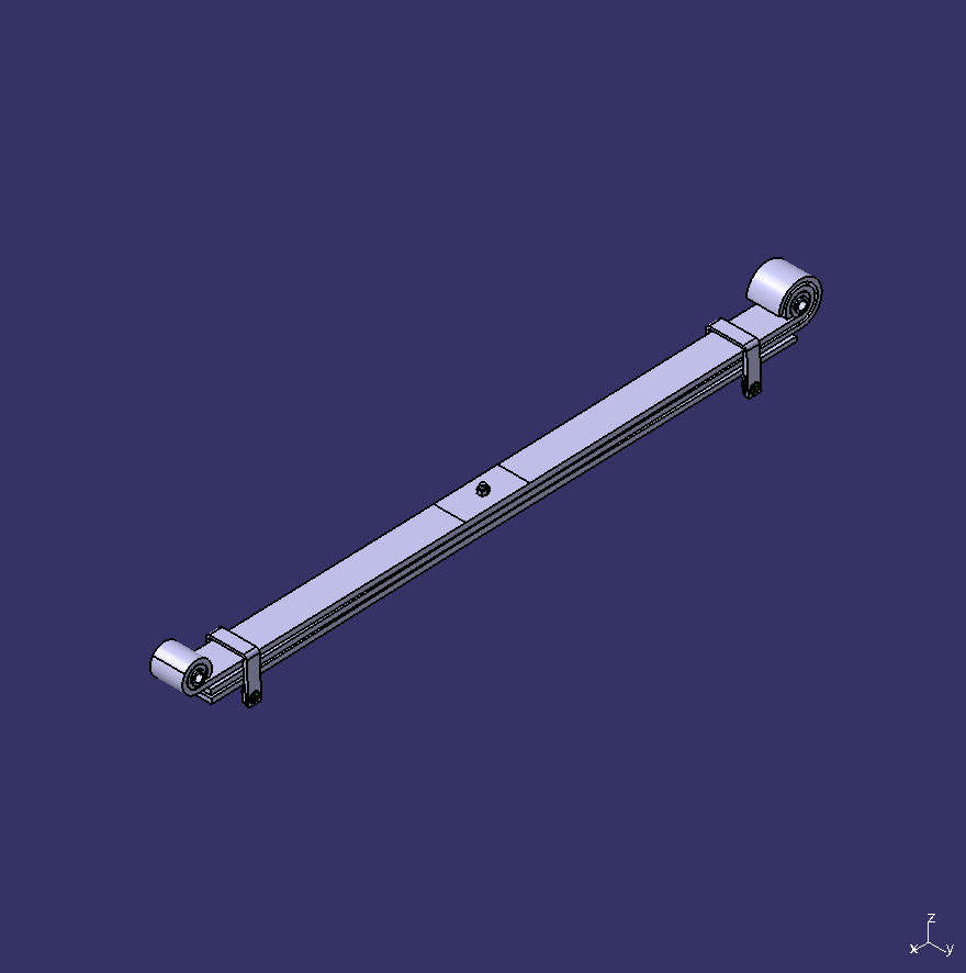 Steel leaf spring, 1400, 75, 3, composite bushing