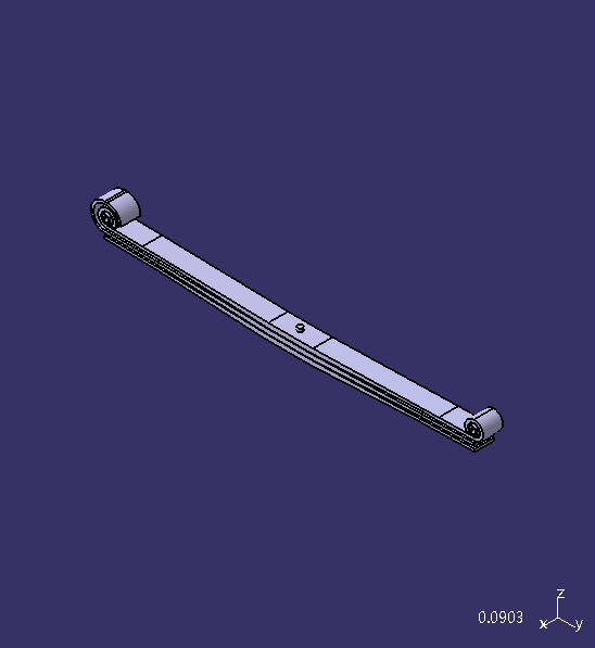 Steel leaf spring, rear suspension, 3,75,1400, composite bushing