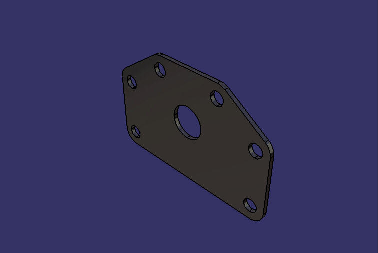 Transition pad, length 140, width 214, small end thickness 5, aperture 40