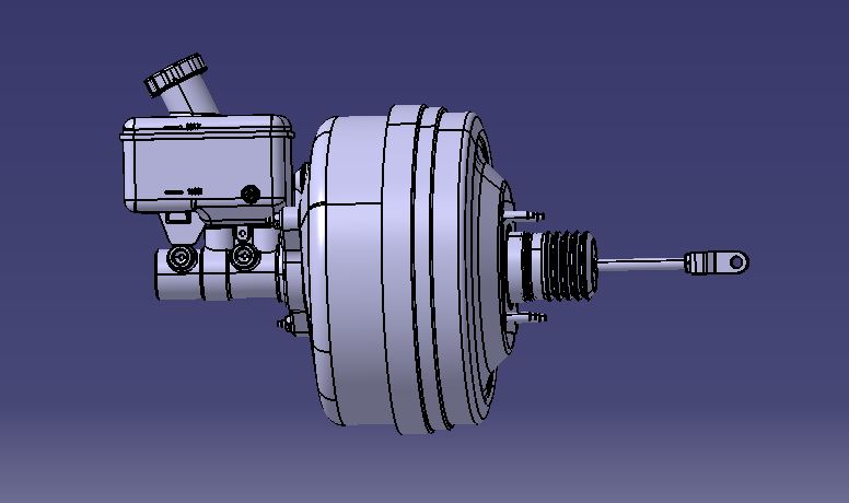 Power booster with brake master cylinder, 10+10 inches, 28.57mm