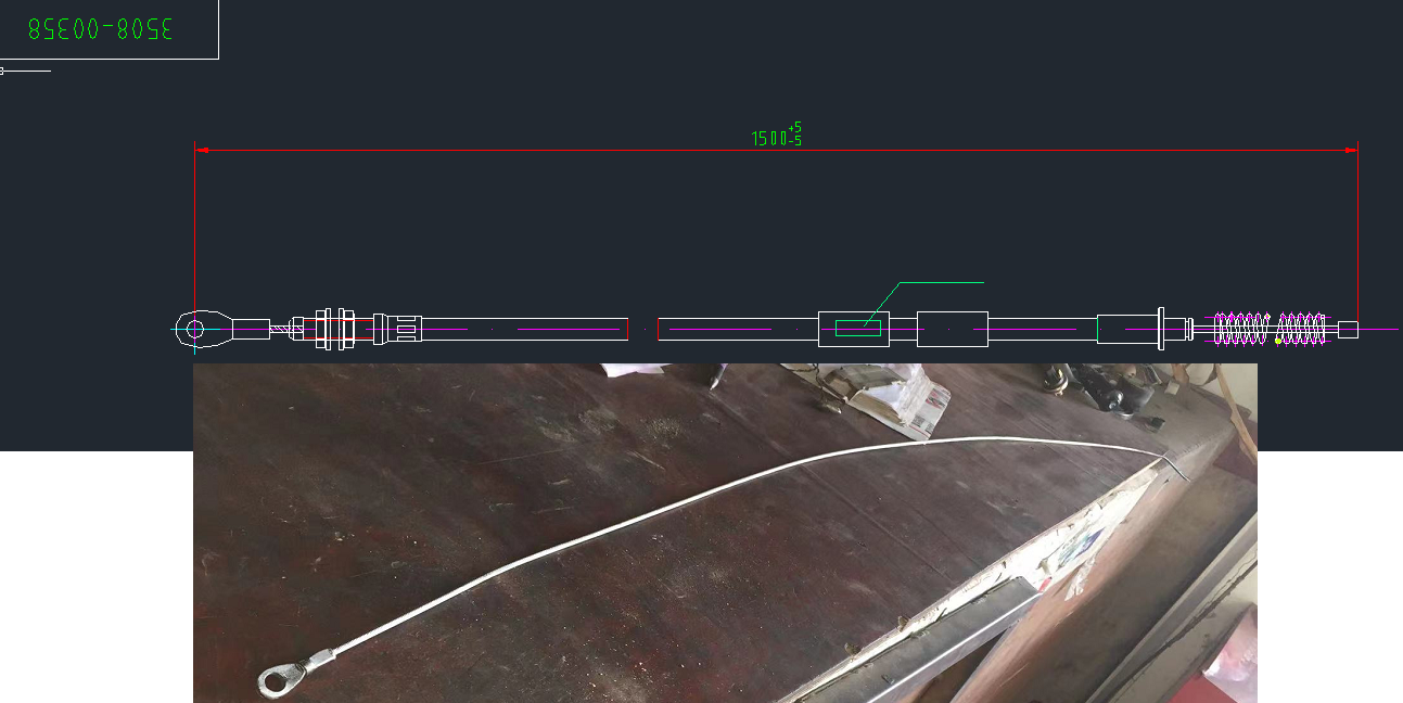 Рукоятка стояночного тормоза и трос, L= 1500