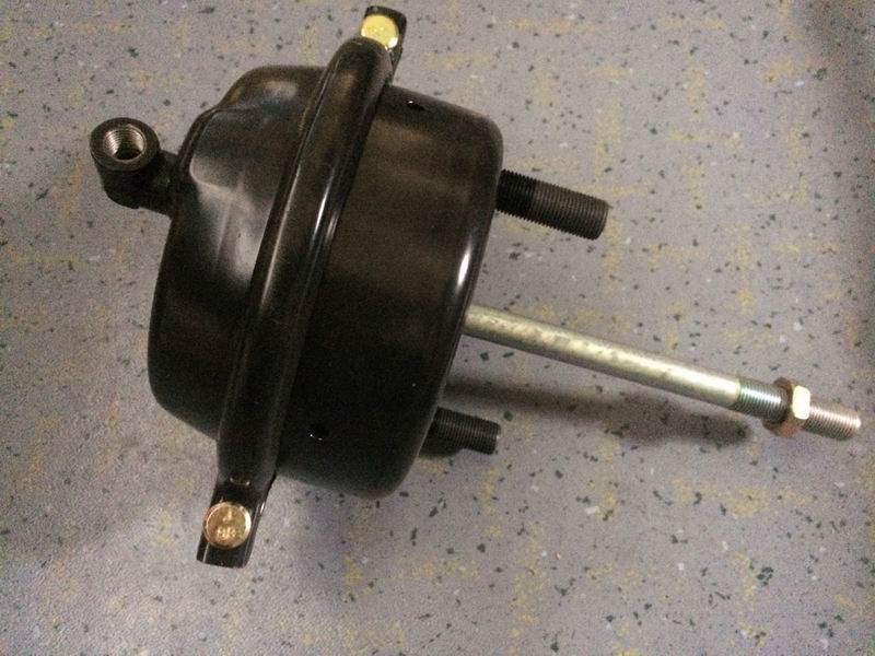 Front brake air chamber assembly-left; consumed stock; 24″