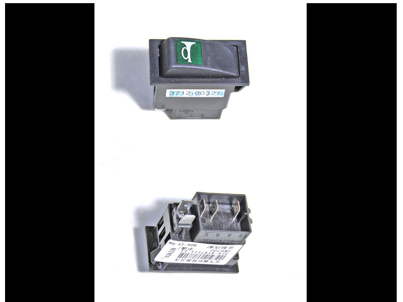 Electrical horn conversion rocker switch, JK982-025A, green