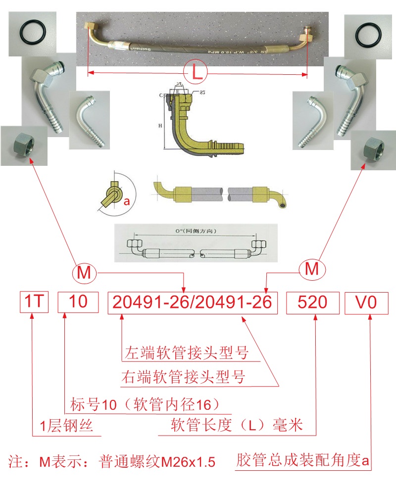 Hose assembly 1-16-H33-520V0