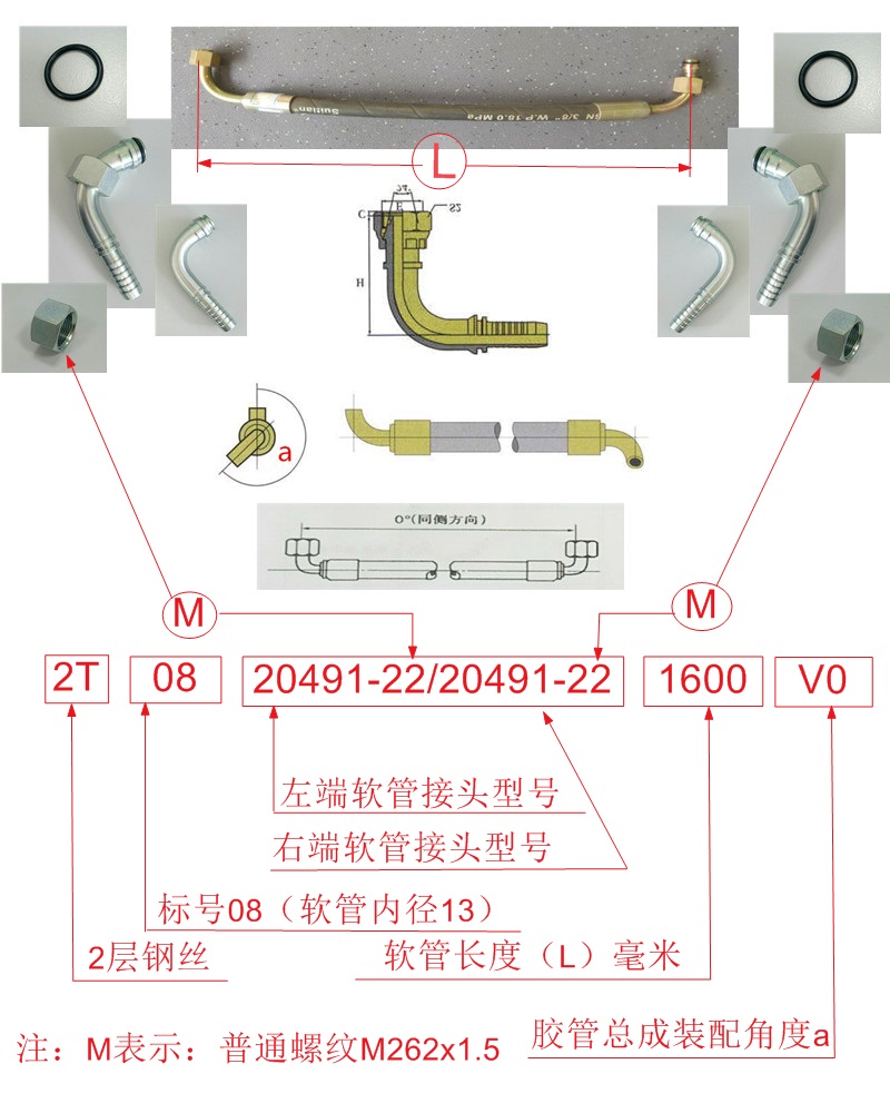 Hose assembly 2-13-H33-1600V0
