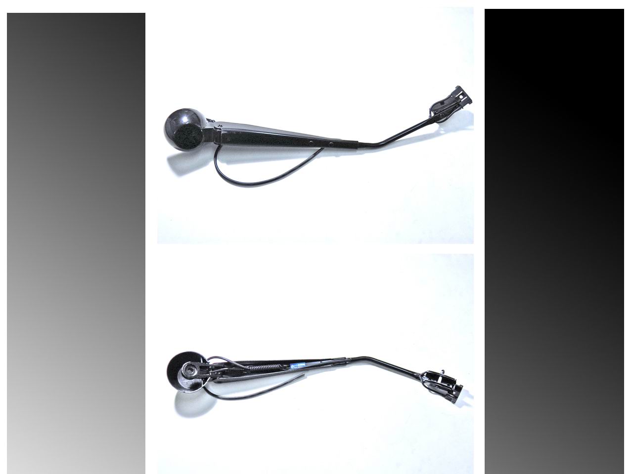 Левый рычаг стеклоочистителя с одной круглой трубкой и чашеобразной крышкой; потреблять инвентарь