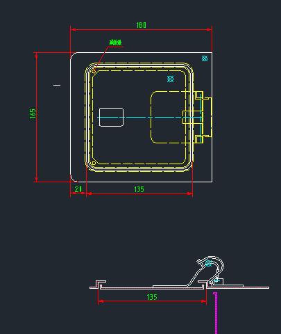 Spring hinged iron gas filler cover (135*135, buckle)