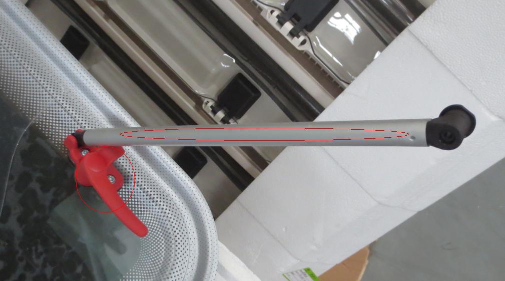 Right support rod of the external push window (with rotating handle lock)