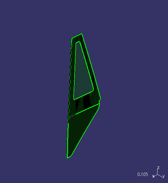 Single layer of enclosed glass, left front triangle, 6535DX, white glass