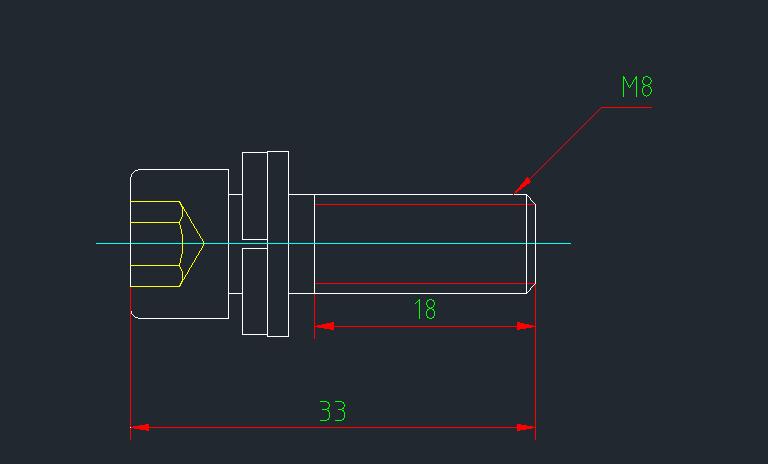Hexagonal cylindrical head screws and washer assembly, M8